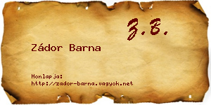 Zádor Barna névjegykártya